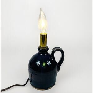 Blue Glazed Stoneware Crock Jug Electric Lamp Lighting USA Fox Creek Pottery